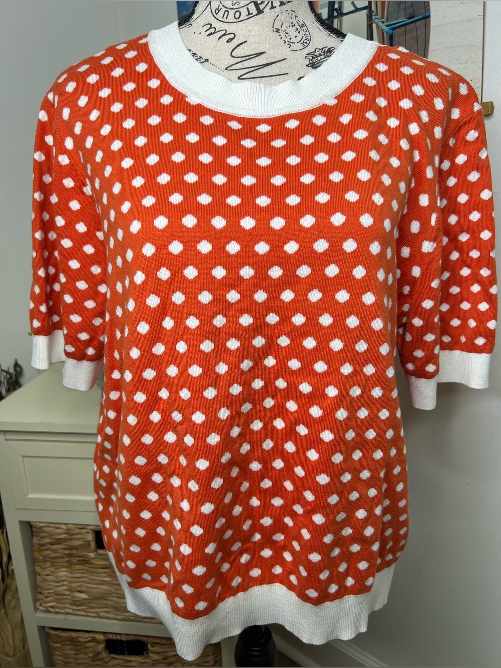 Brand New-Loft Red & White Polka Dot Top